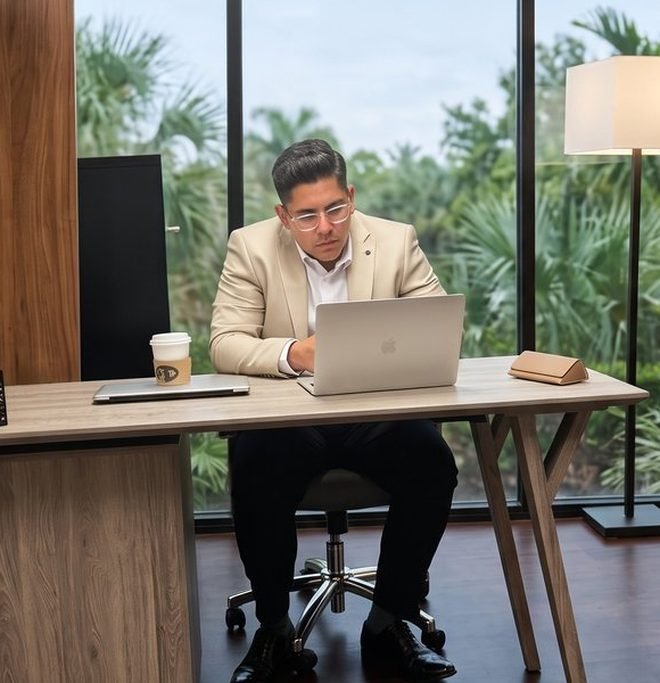 Roger Alvarez at his desk at A&S Good Behavior