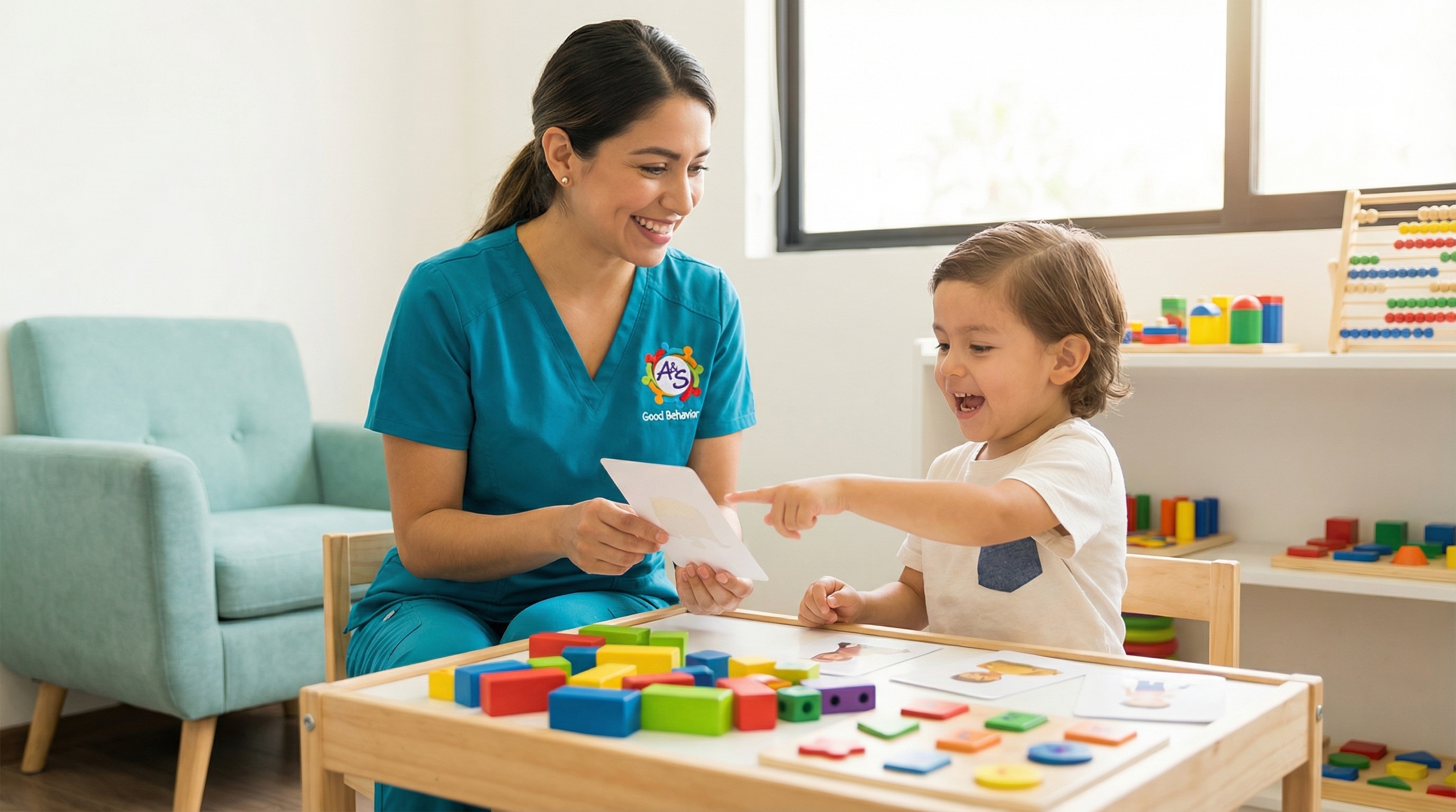 ABA therapist working one-on-one with a child